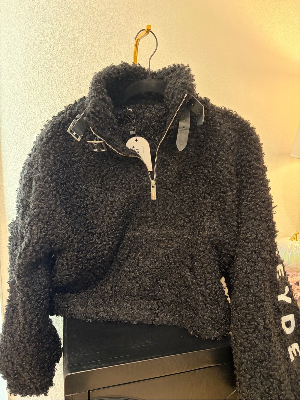 Honeydew Lounge Black Zip-Neck Pullover with Buckle Collar XS